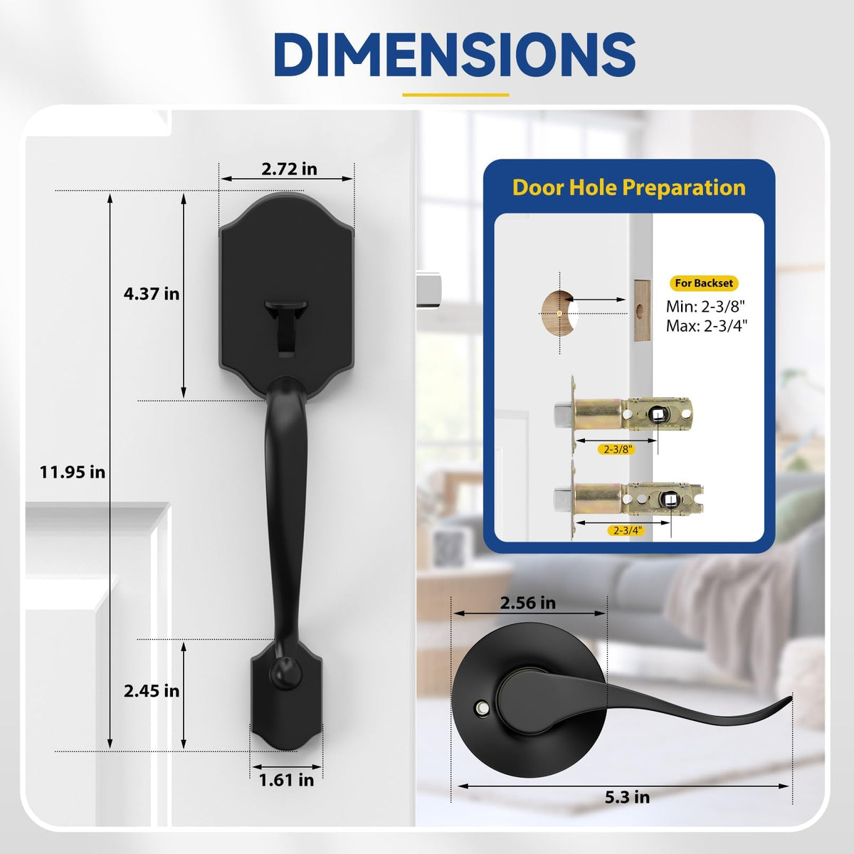 RAFECIEE reversible door handle allows left or right installation for versatile entry doors.