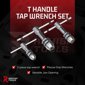 RAHISH TOOLS T-handle tap wrench with 5/32-1/4 jaw for versatile threading work.
