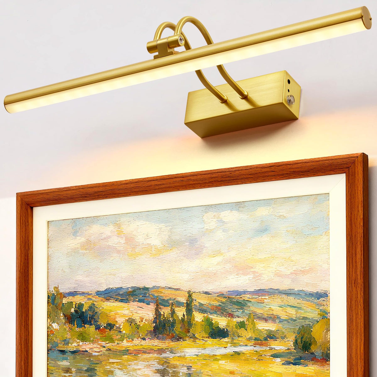 RAIFOOLLY Picture Light 16-inch front view highlights artwork with even brightness.