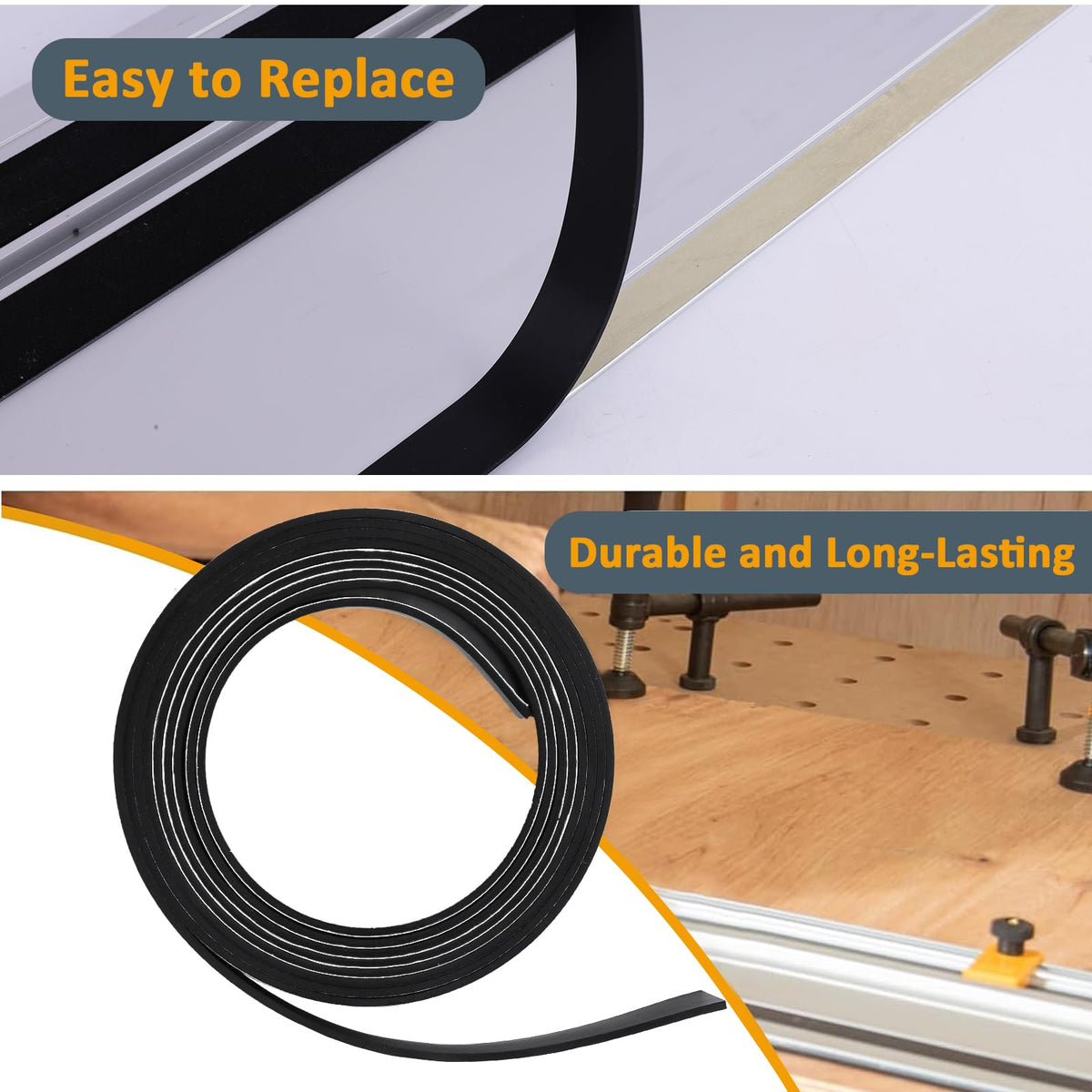 Rail-edge clean installation guide shows how to replace the guard.
