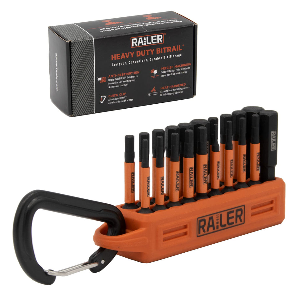 Railer hex bit set with 2-inch bits for furniture assembly