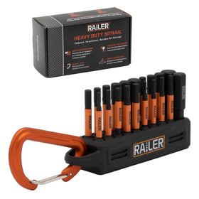 Railer 20pc hex bit set with holder keeps bits organized for quick furniture assembly.