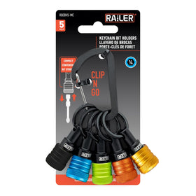 Railer bit holder keychain with carabiner keeps 1/4-inch bits within reach.