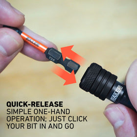 Railer carabiner clip keeps tools secured and within reach.