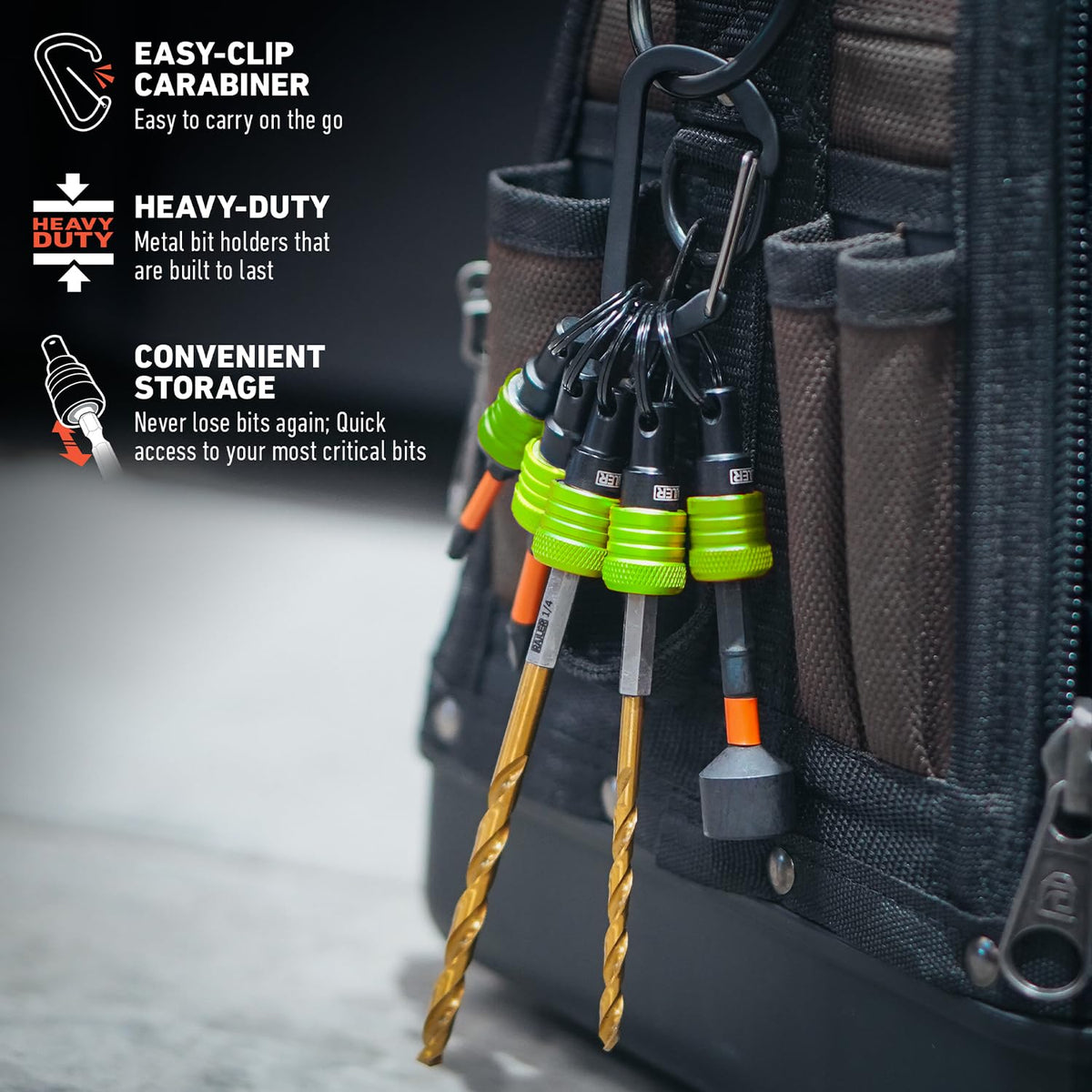 Railer color coded bit holders organizing drill and screwdriver bits