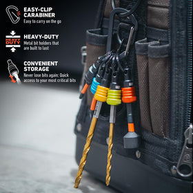 Railer colorful carabiner keychain keeps tools organized and accessible.