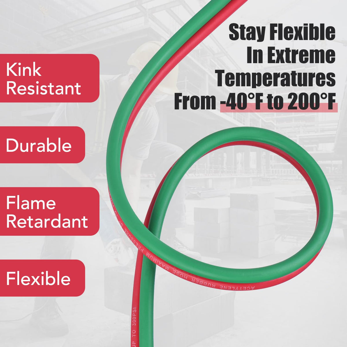 RainBello 25ft welding hose ideal for gas welding and metal heating tasks.