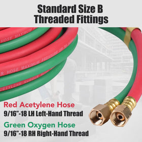RainBello hose fittings 9/16-18 BF for leak-free torch connections.