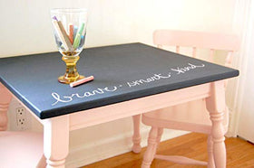 Rainbow Chalk Markers brush applying paint on wood surface for decor.