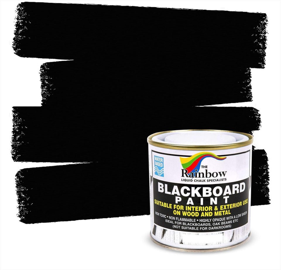 Rainbow Chalk Markers Chalkboard Paint bottle close-up showing easy coverage.