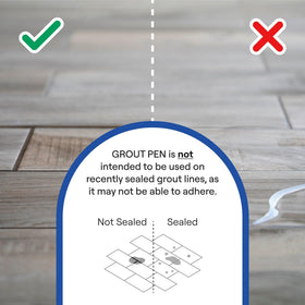Unsealed grout test area demonstrating bonding potential before full use