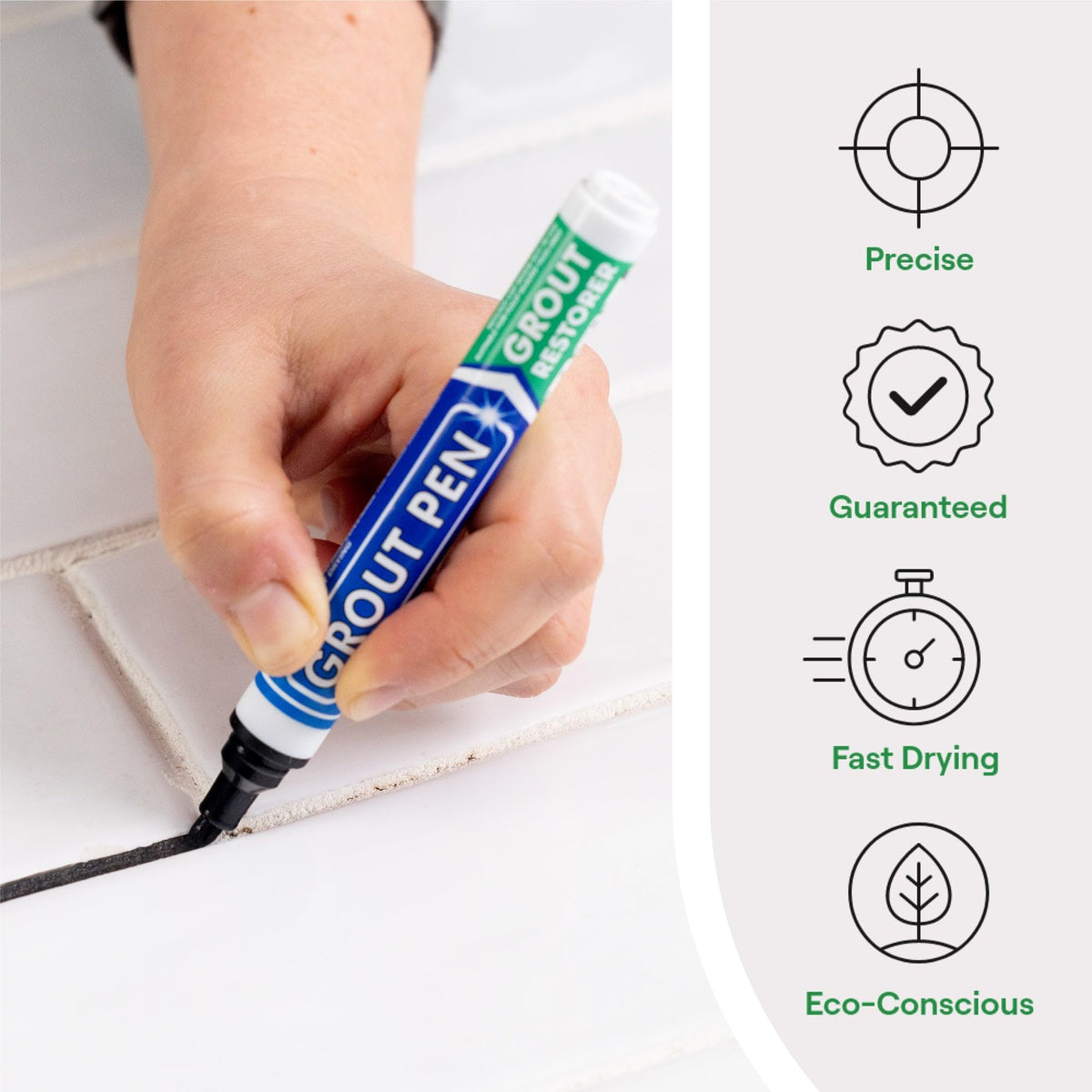 Rainbow Chalk Markers Grout Pen tip activation demonstrates precise application