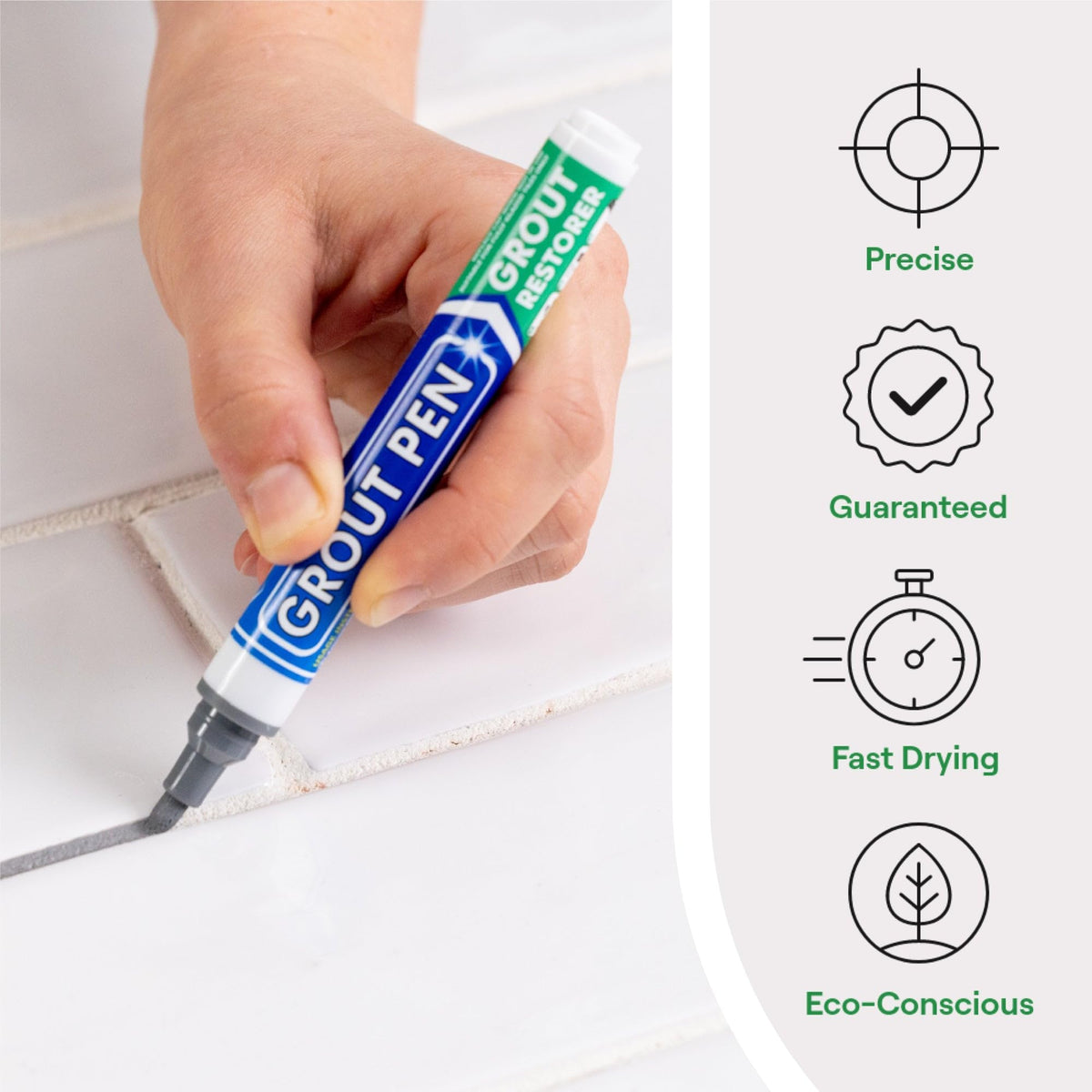 Rainbow Chalk Markers Limited grout pen grey ink close-up demonstrating long-lasting coverage for 2mm grout