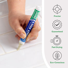 Rainbow Chalk Markers Limited grout pen Ivory application on tile for refreshed grout color.