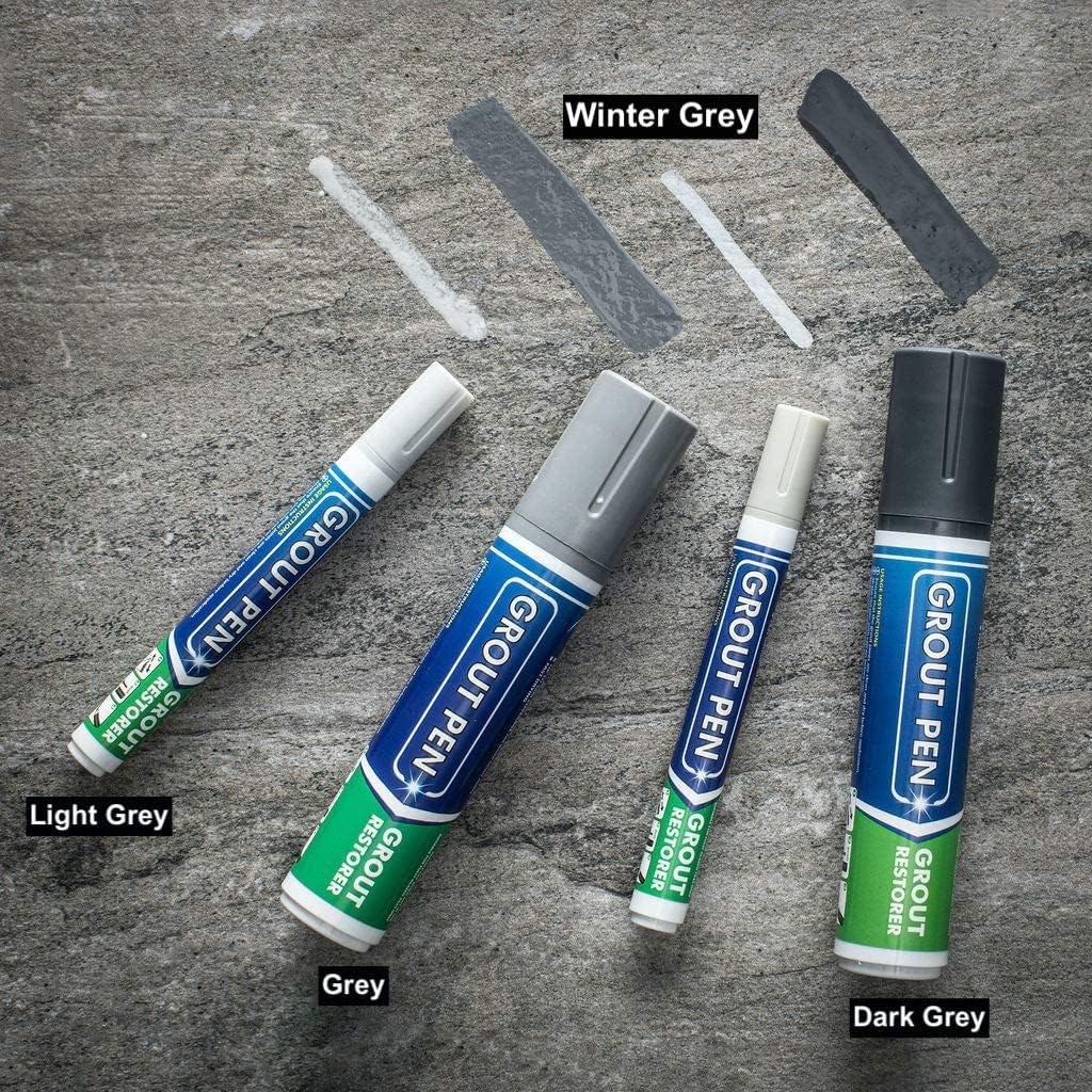 Rainbow Chalk Markers Limited Grout Pen unsealed grout test showing absorption.