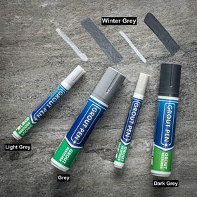 Rainbow Chalk Markers Limited Grout Pen unsealed grout test showing absorption.