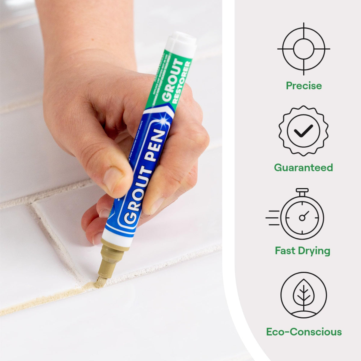 Rainbow Chalk Markers Limited grout pen tip demonstrates 5mm precision for grout lines.
