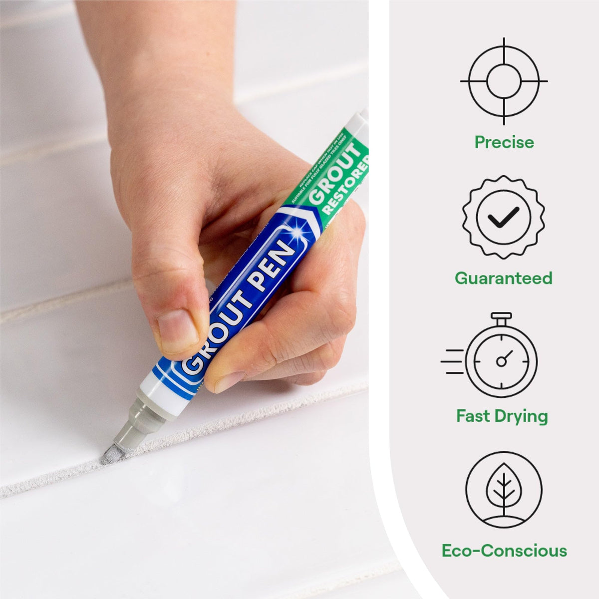 Rainbow Chalk Markers grout pen light grey bathroom tiles demonstrate quick refresh