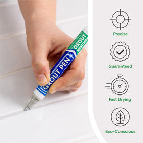 Rainbow Chalk Markers grout pen light grey bathroom tiles demonstrate quick refresh
