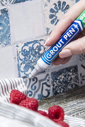 Rainbow Chalk Markers grout pen light grey demonstrates long coverage on grout