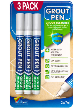 Rainbow Chalk Markers grout pen light grey tile close-up showing 5mm tip for precision