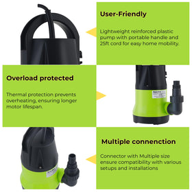 RainBro detachable suction filter helps keep debris out for smoother operation.