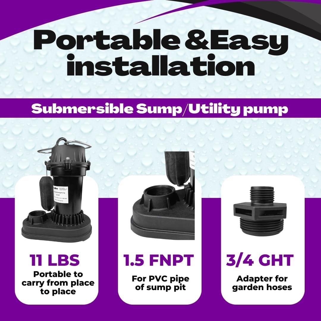 RainBro PSU051V sump pump in a sump basin ready for drainage