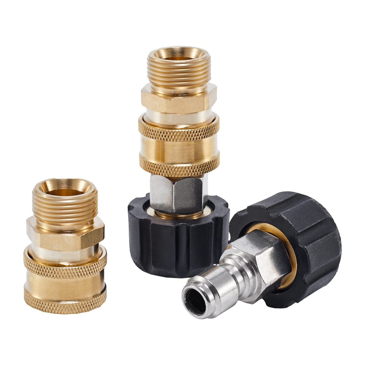 Raincovo four-piece adapter set covers common M22 connections for versatile use.