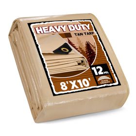 RAINDWAY 12mil tan tarp full-size cover shields gear from rain and sun.