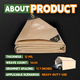 RAINDWAY tarp protects camper or outdoor furniture during rain and snow.