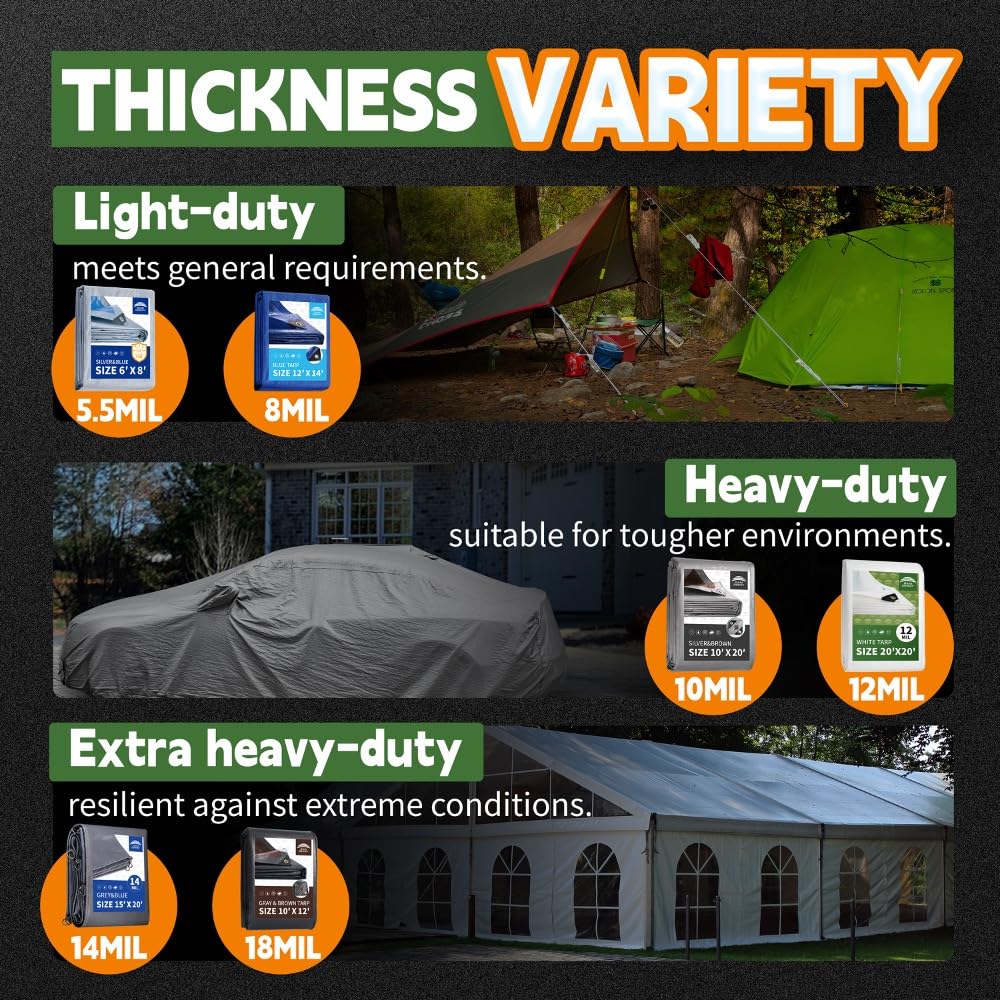 RAINDEWAY Black Tarp provides all-weather protection for outdoor activities.