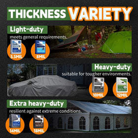 RAINDEWAY Black Tarp provides all-weather protection for outdoor activities.