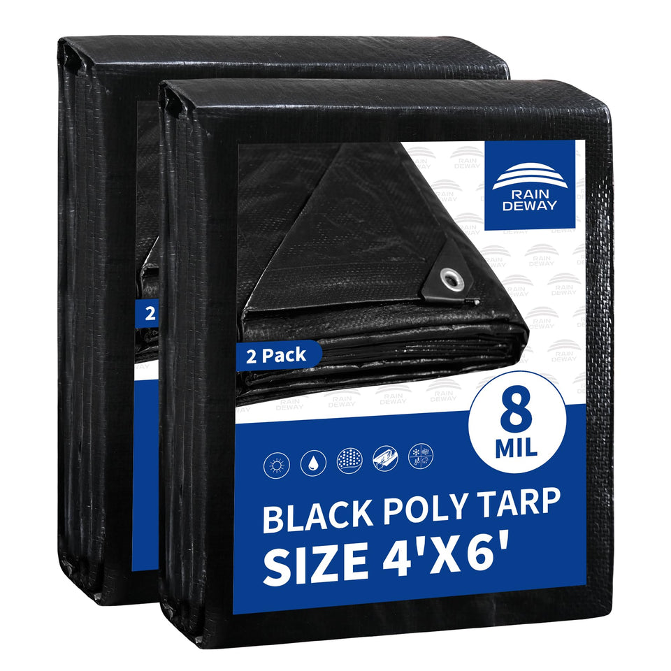 RAINDEWAY small black tarp 4x6 2-pack provides rugged outdoor protection
