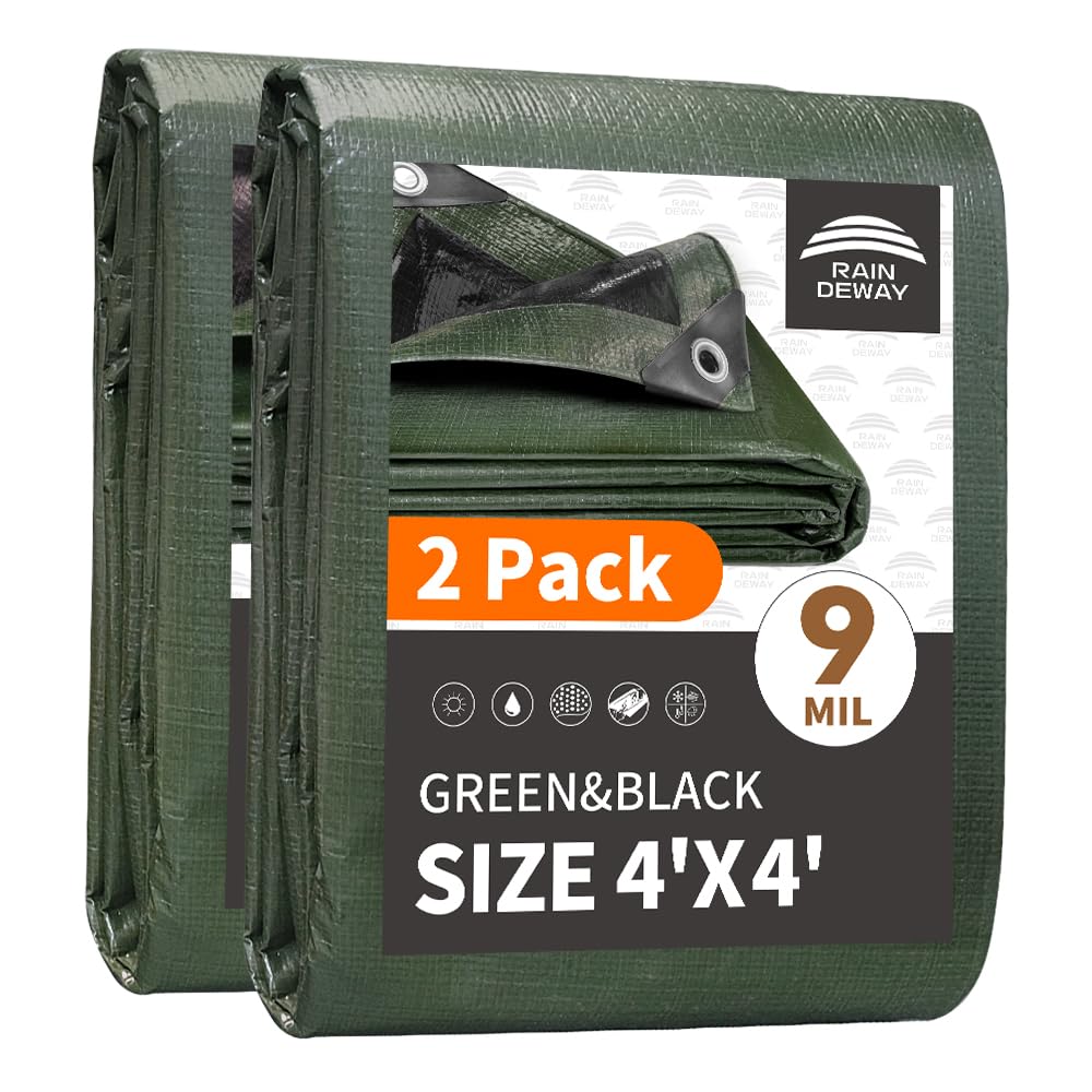 RAINDEWAY 4x4 ft tarp front view, ready for outdoor protection.