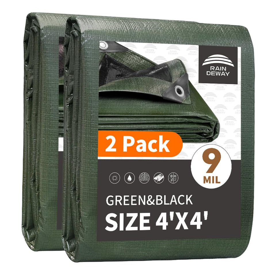 RAINDEWAY 4x4 ft tarp front view, ready for outdoor protection.