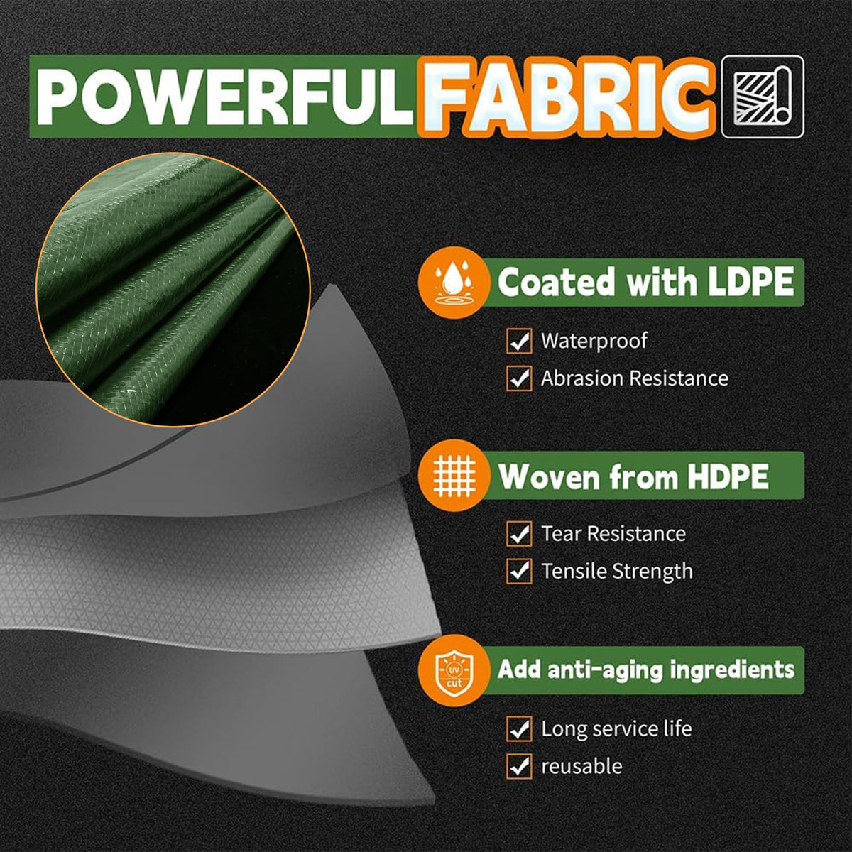 RAINDEWAY tarp with metal grommets for secure, versatile setups