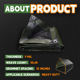 RAINDEWAY tarp shielding outdoor furniture from dirt and moisture.