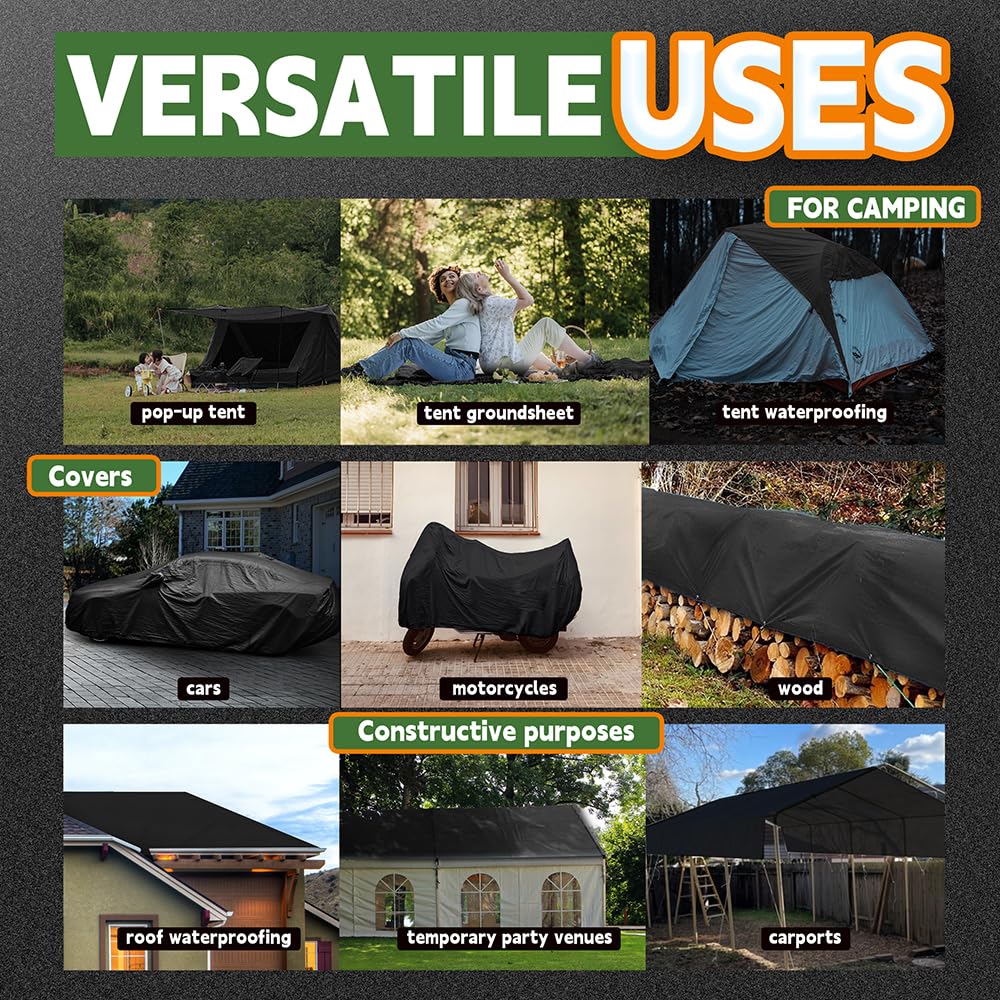RAINDEWAY tarp features evenly spaced grommets for easy tie-downs and corners.