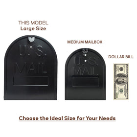 RAINHOL black metal mailbox closeup latch demonstrates secure, easy-access door design