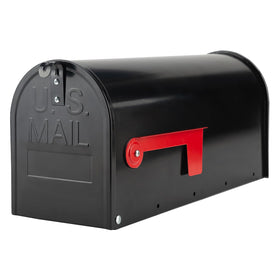 RAINHOL black metal mailbox for outside post mount with spacious interior for easy mail retrieval.