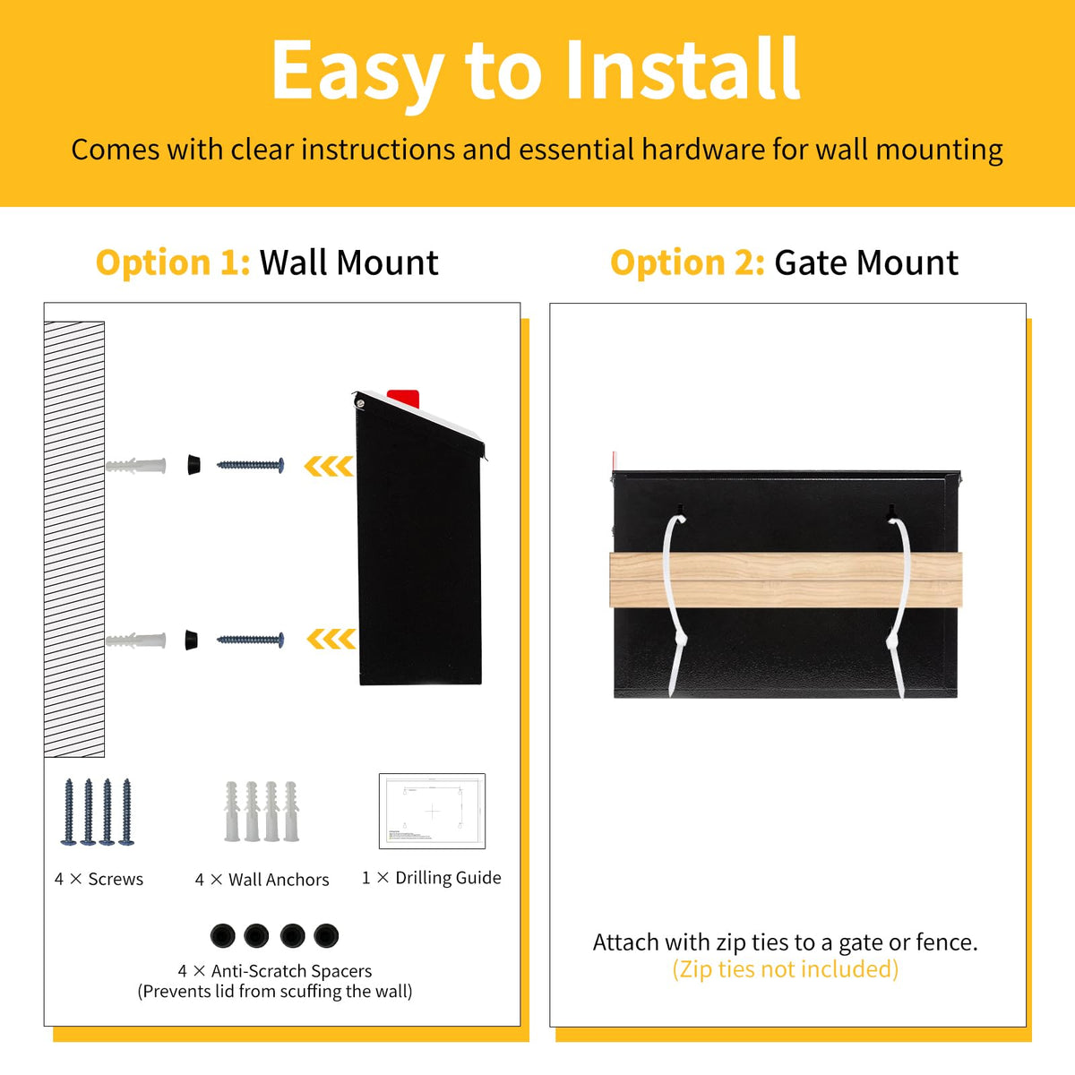 Durable black finish complements traditional and modern homes.