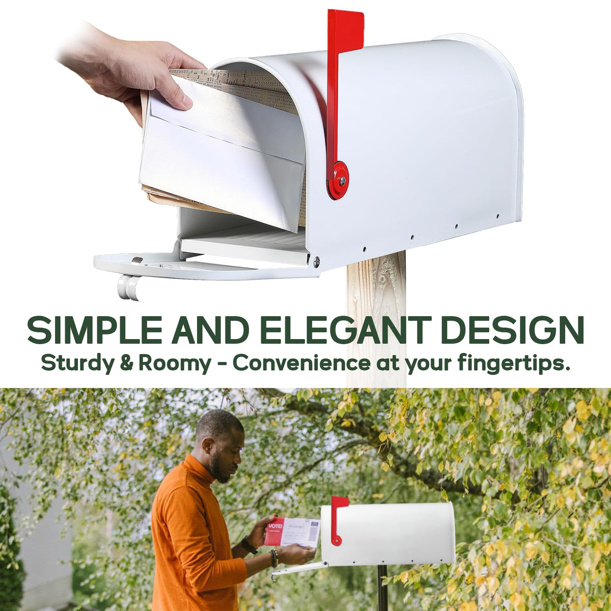 RAINHOL easy-install mailbox with pre-drilled holes for quick mounting
