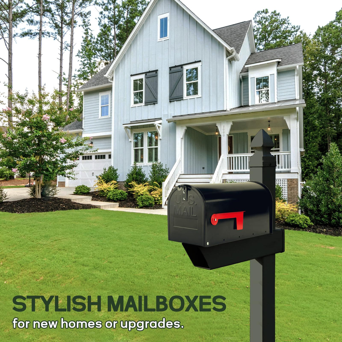 RAINHOL galvanized steel mailbox with weather-defying finish protects mail in rain and humidity.