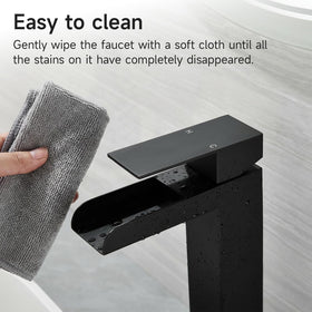 RainMAX one-hole vanity setup with waterfall faucet ready for install.