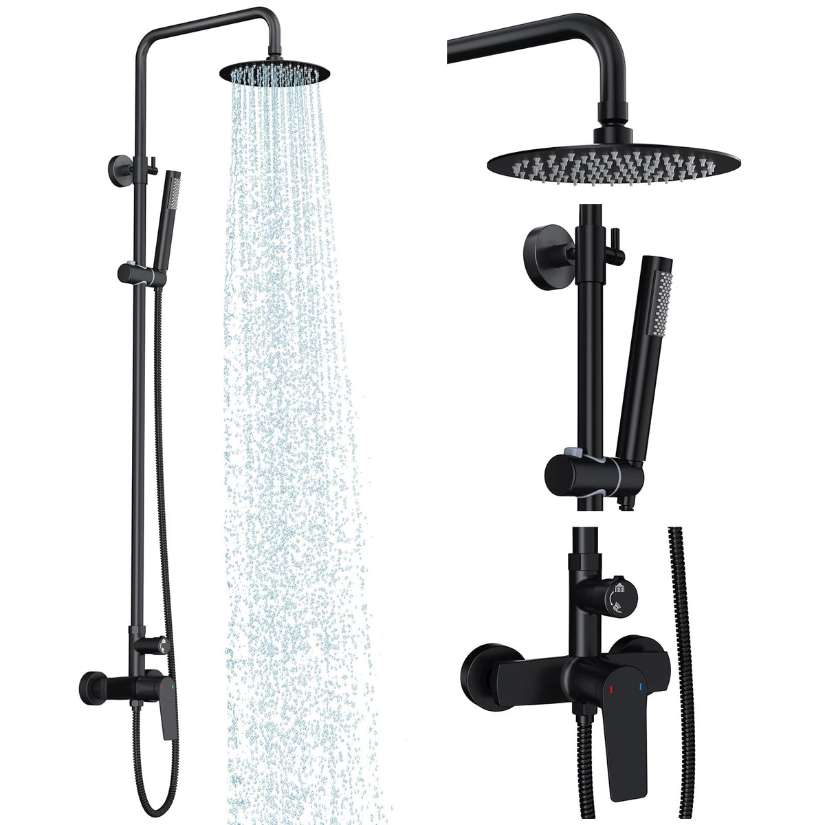 Rainsworth outdoor shower kit with 8-inch rain head for refreshing overhead spray