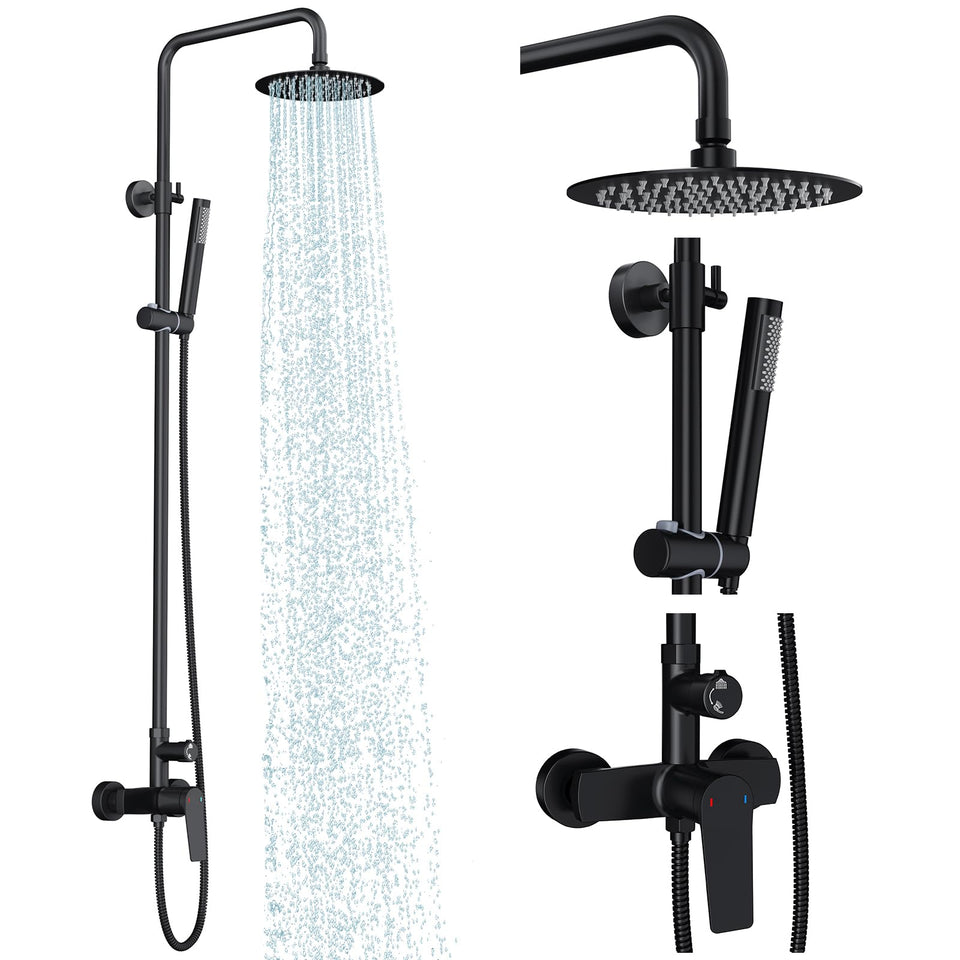 Rainsworth outdoor shower kit with 8-inch rain head for refreshing overhead spray