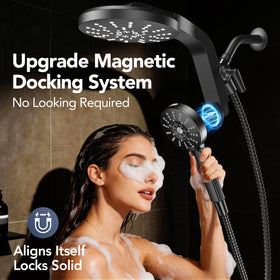 RAINVISTA 180-degree adjustable holder enables precise positioning for comfortable showers.