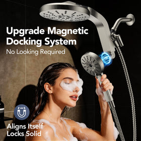 RAINVISTA 180-degree-adjustment highlights flexible positioning for hands-free rinsing.