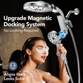 RAINVISTA 3-way shower control switches between rainfall, handheld, or both for customizable rinses.