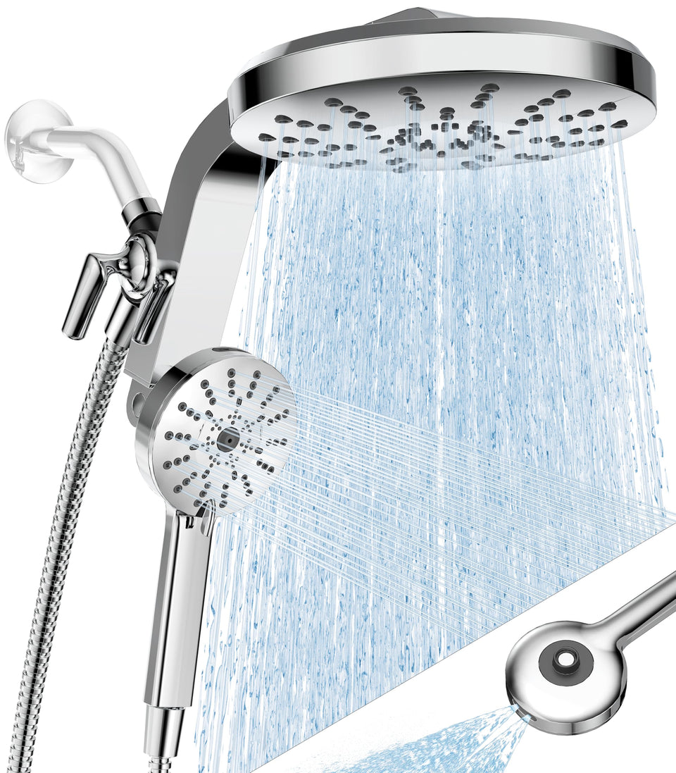 RAINVISTA high-pressure rain showerhead delivers wide overhead coverage for a spa-like shower.